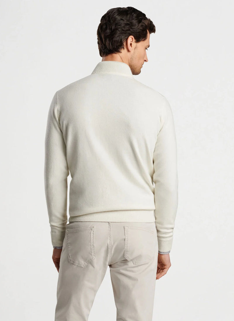 PETER MILLAR ARTISAN CRAFTED CASHMERE FLEX QUARTER ZIP - WINTER IVORY