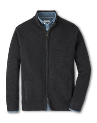 PETER MILLAR CRESCENT FULL ZIP SWEATER - CHARCOAL