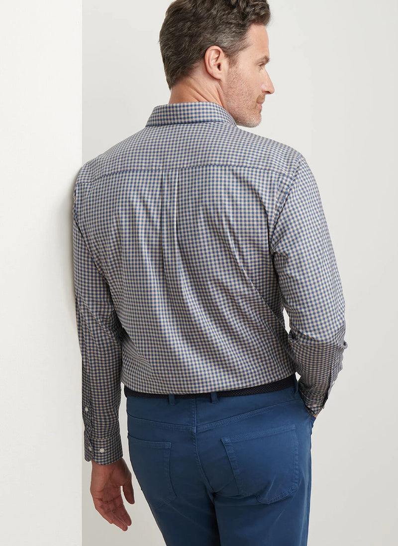 PETER MILLAR CONWAY CROWN LITE COTTON-STRETCH SPORT SHIRT - POPLAR BROWN