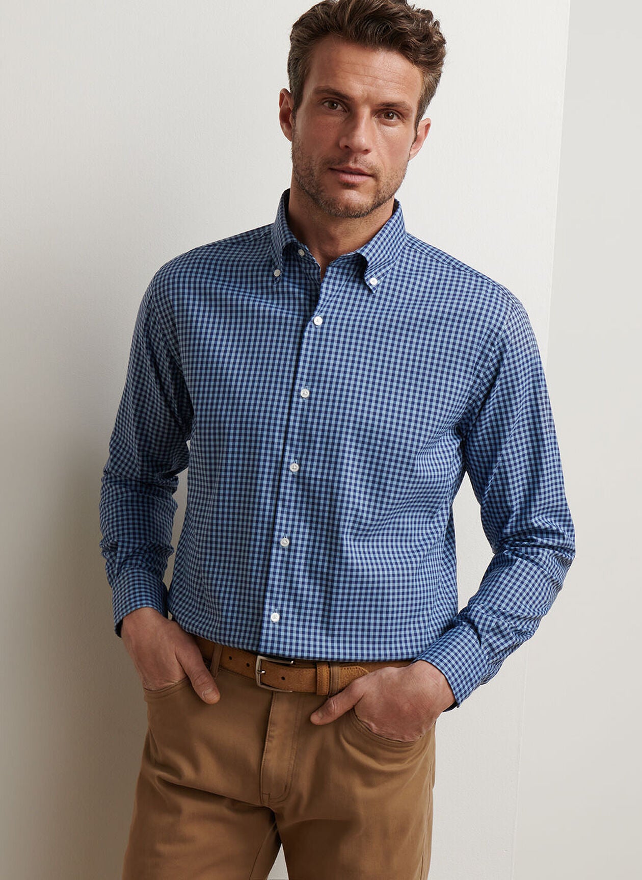 PETER MILLAR CONWAY CROWN LITE COTTON-STRETCH SPORT SHIRT - RUDDY BLUE