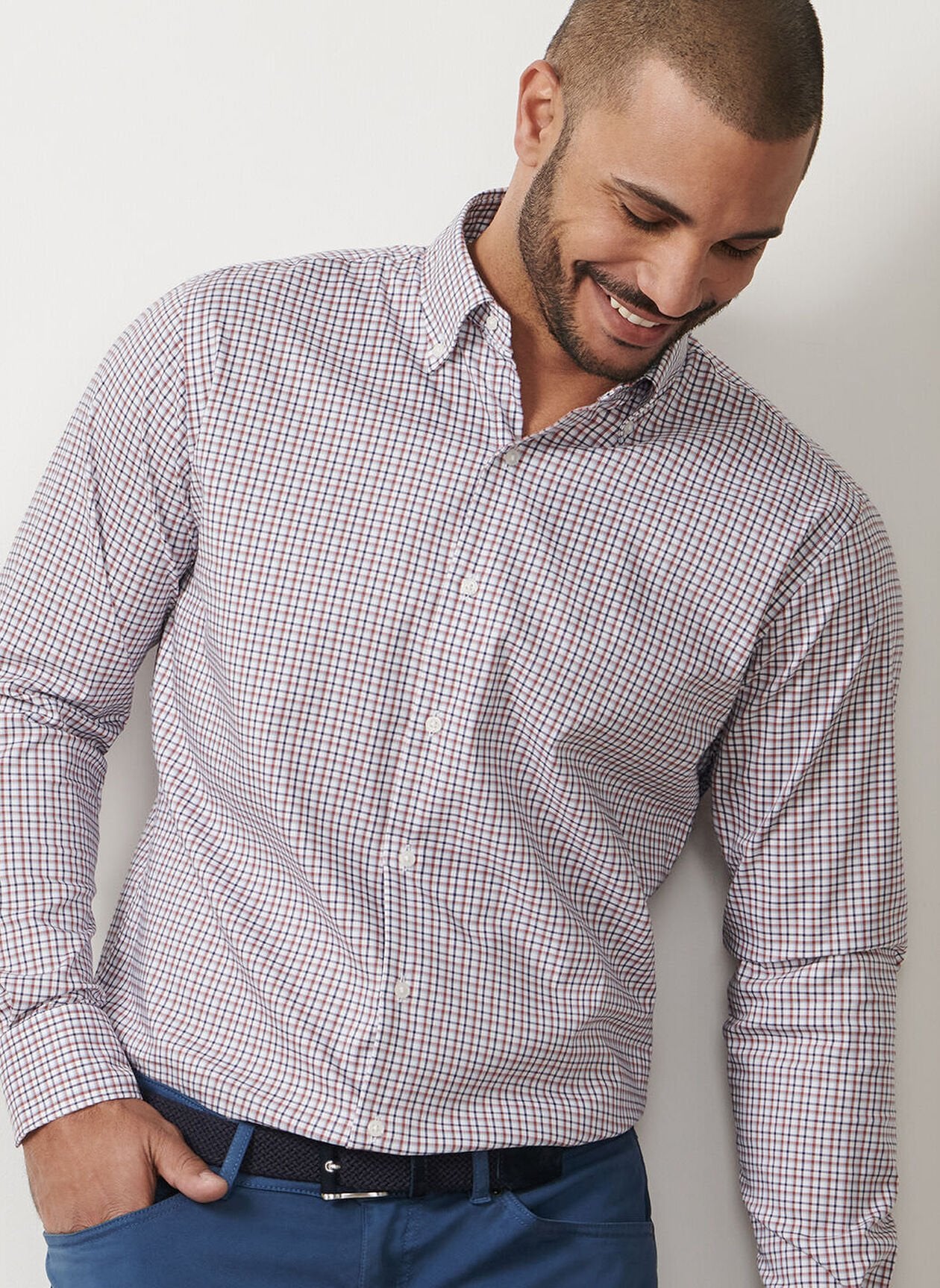 PETER MILLAR JULIAN CROWN LITE COTTON-STRETCH SPORT SHIRT - NAVY