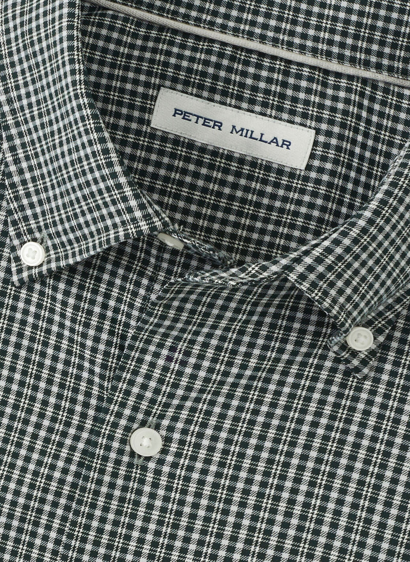 PETER MILLAR STOWE CROWN LITE COTTON-STRETCH SPORT SHIRT - DEEP VERDANT
