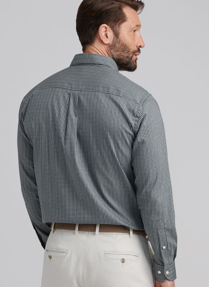 PETER MILLAR STOWE CROWN LITE COTTON-STRETCH SPORT SHIRT - DEEP VERDANT