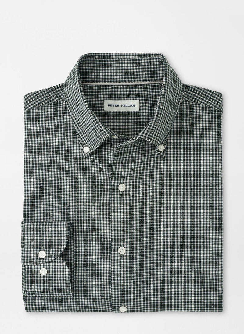 PETER MILLAR STOWE CROWN LITE COTTON-STRETCH SPORT SHIRT - DEEP VERDANT