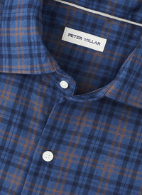 PETER MILLAR BAR HARBOR PERFORMANCE FLANNEL SPORT SHIRT - BLUE HAZE