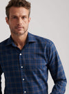 PETER MILLAR BAR HARBOR PERFORMANCE FLANNEL SPORT SHIRT - BLUE HAZE