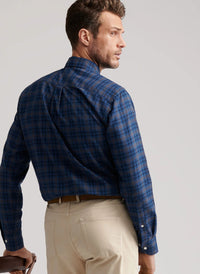 PETER MILLAR BAR HARBOR PERFORMANCE FLANNEL SPORT SHIRT - BLUE HAZE