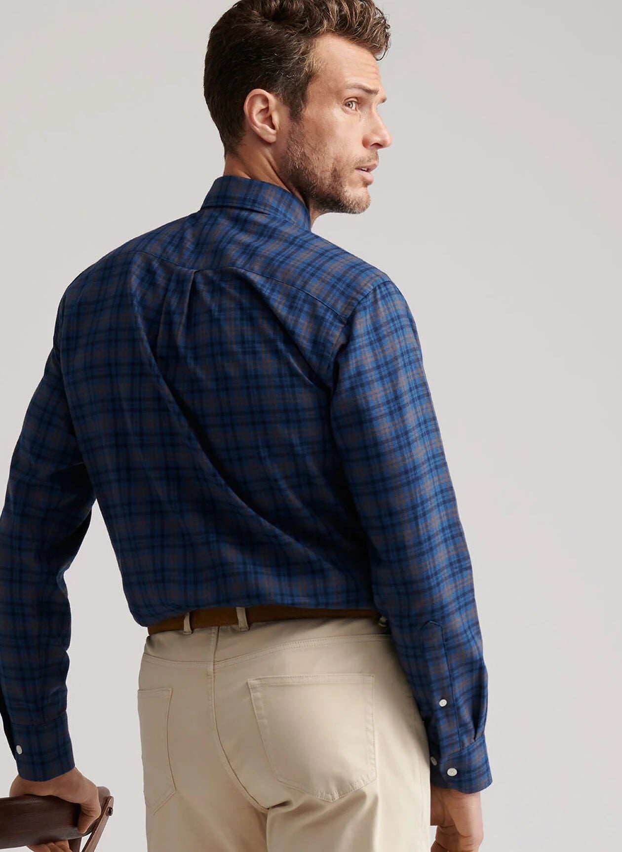 PETER MILLAR BAR HARBOR PERFORMANCE FLANNEL SPORT SHIRT - BLUE HAZE