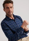 PETER MILLAR BAR HARBOR PERFORMANCE FLANNEL SPORT SHIRT - BLUE HAZE