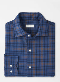 PETER MILLAR BAR HARBOR PERFORMANCE FLANNEL SPORT SHIRT - BLUE HAZE