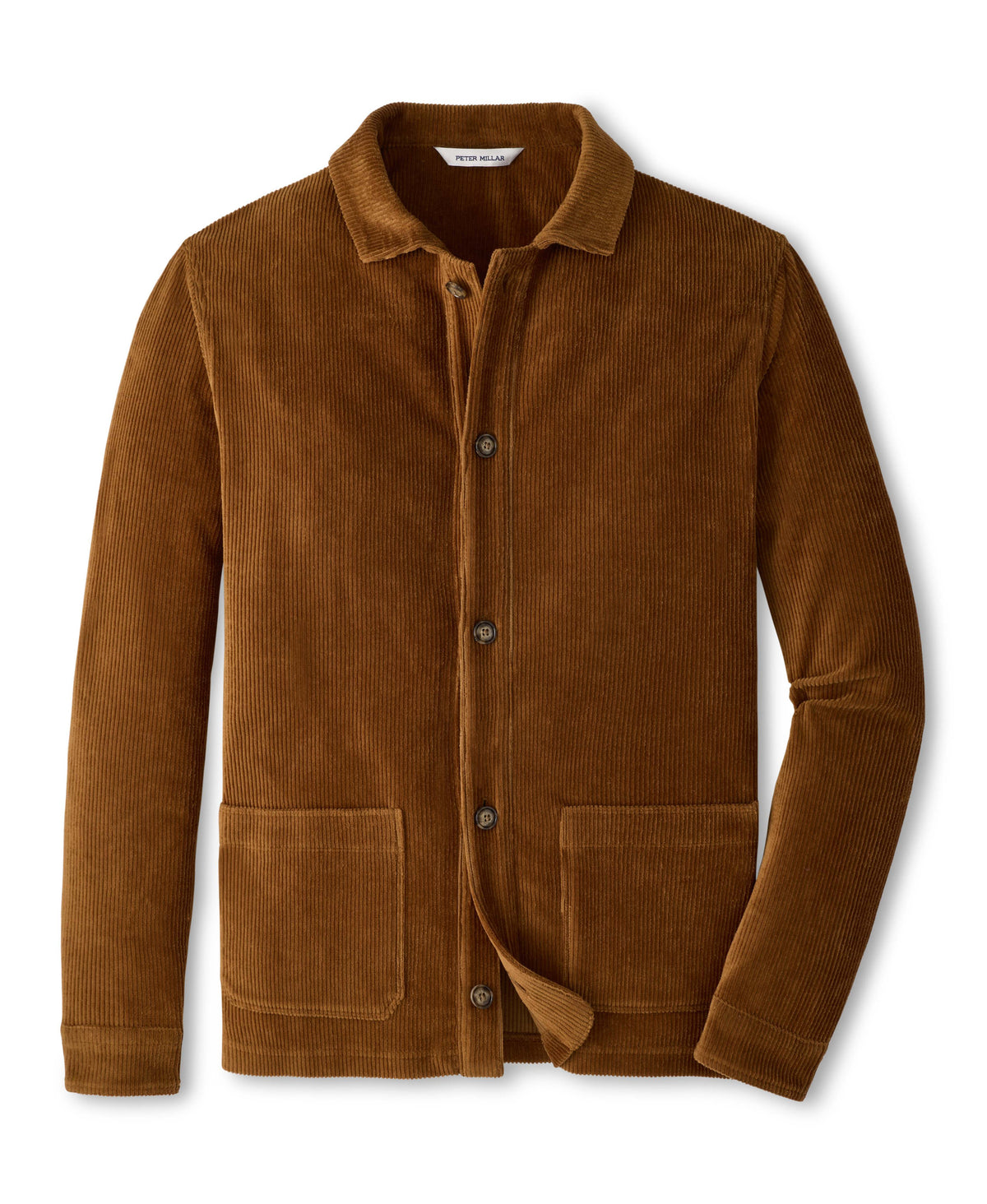 PETER MILLAR CORDUROY KNIT CHORE COAT - DARK AMBER
