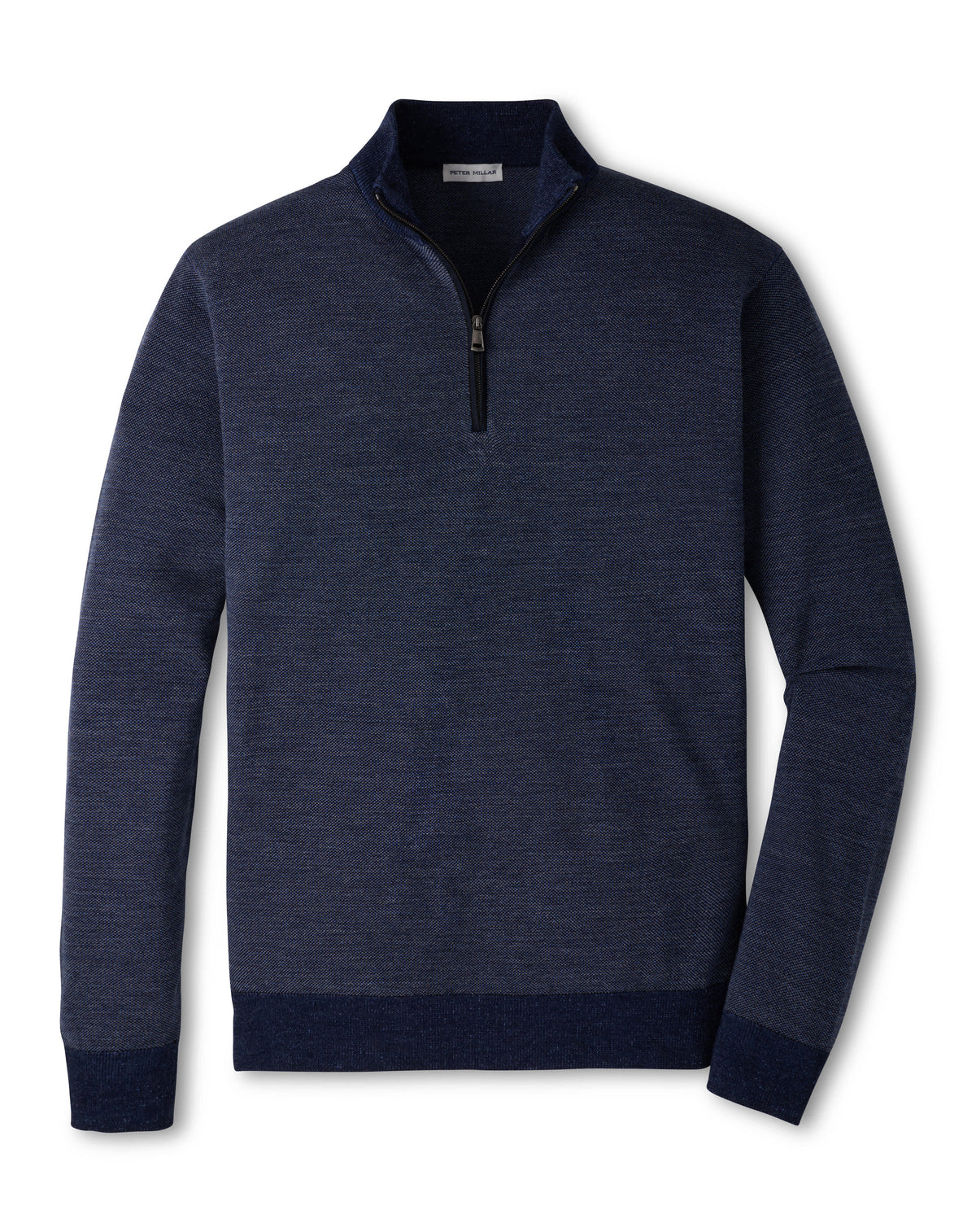 PETER MILLAR BLAIR BIRDSEYE QUARTER-ZIP SWEATER - NAVY