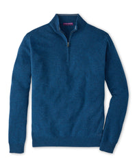 PETER MILLAR CROWN ANNIVERSARY CASHMERE QUARTER ZIP SWEATER - OCEAN BLUE