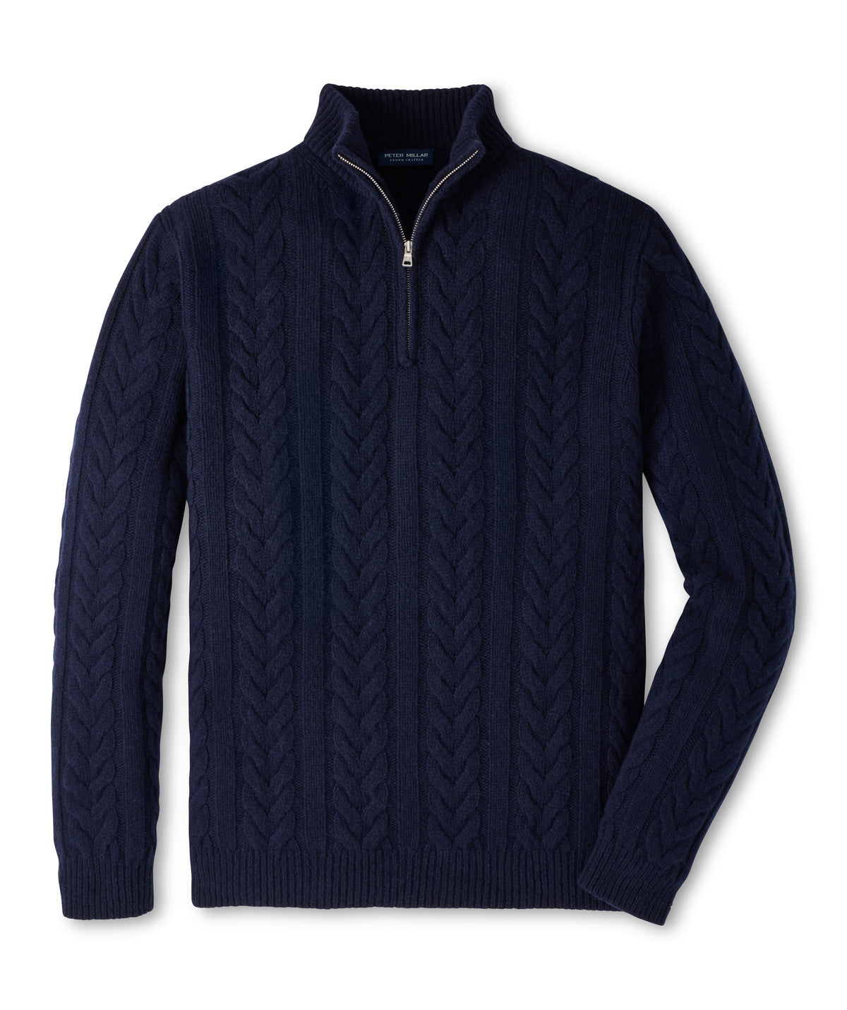 PETER MILLAR CARDEN CABLE QUARTER ZIP SWEATER - NAVY