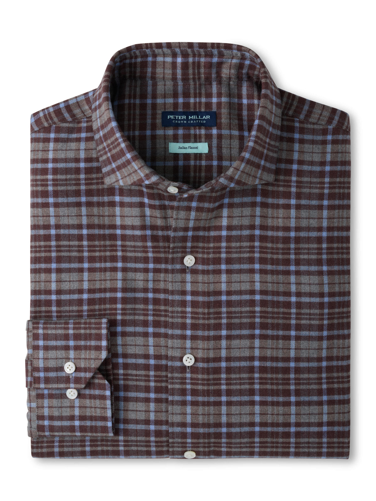 PETER MILLAR CUNEO ITALIAN FLANNEL SPORT SHIRT - ARGENTO
