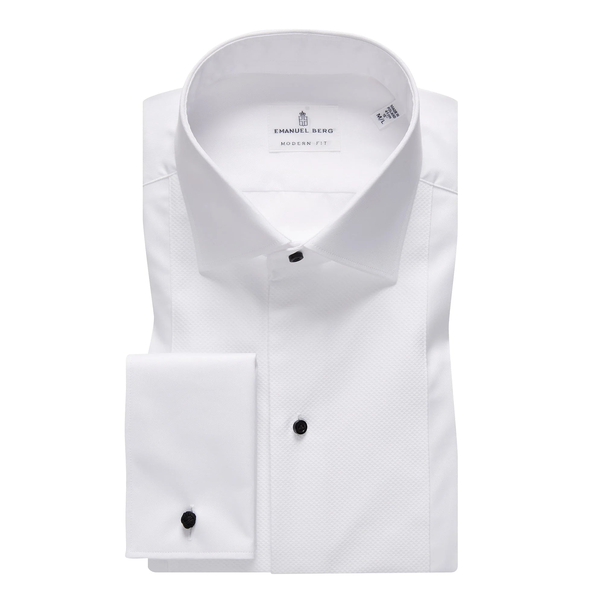 EMANUEL BERG FORMAL SHIRT WITH PIQUE BIB - WHITE