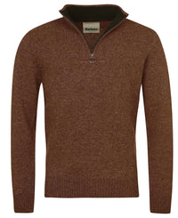 BARBOUR NELSON ESSENTIAL MEN'S HALF ZIP SWEATER - DARK SAND