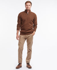 BARBOUR NELSON ESSENTIAL MEN'S HALF ZIP SWEATER - DARK SAND