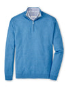 PETER MILLAR COOLSPUN COTTON QUARTER-ZIP SWEATER - BLUE POPPY