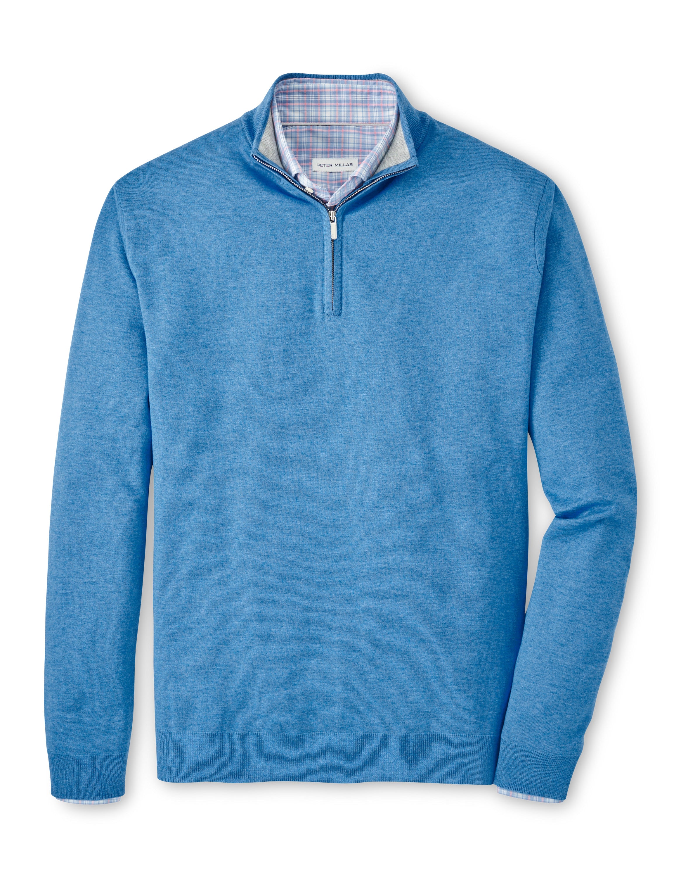 PETER MILLAR COOLSPUN COTTON QUARTER-ZIP SWEATER - BLUE POPPY