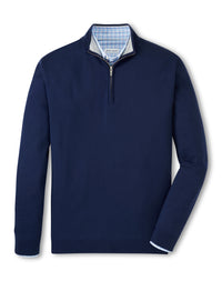 PETER MILLAR COOLSPUN COTTON QUARTER-ZIP SWEATER - NAVY