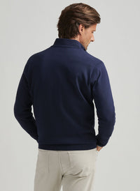 PETER MILLAR COOLSPUN COTTON QUARTER-ZIP SWEATER - NAVY