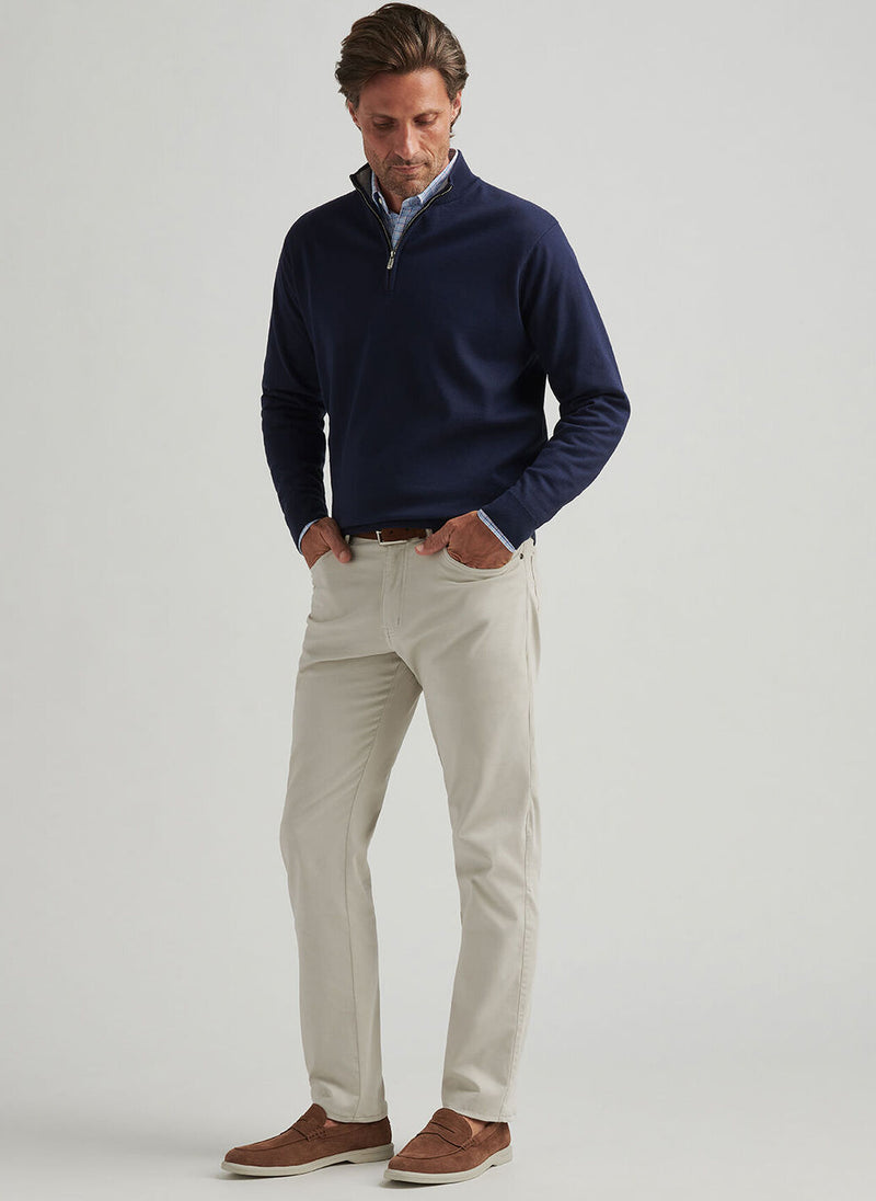 PETER MILLAR COOLSPUN COTTON QUARTER-ZIP SWEATER - NAVY