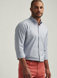 PETER MILLAR ALBERT CROWN LITE COTTON-STRETCH SPORT SHIRT - BLUE FREESIA