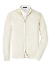 PETER MILLAR REID FULL-ZIP SWEATER - ALMOND