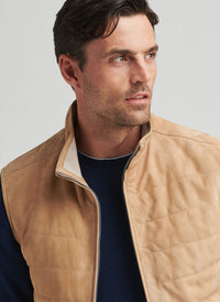 PETER MILLAR FEATHERWEIGHT SUEDE VEST - SAND