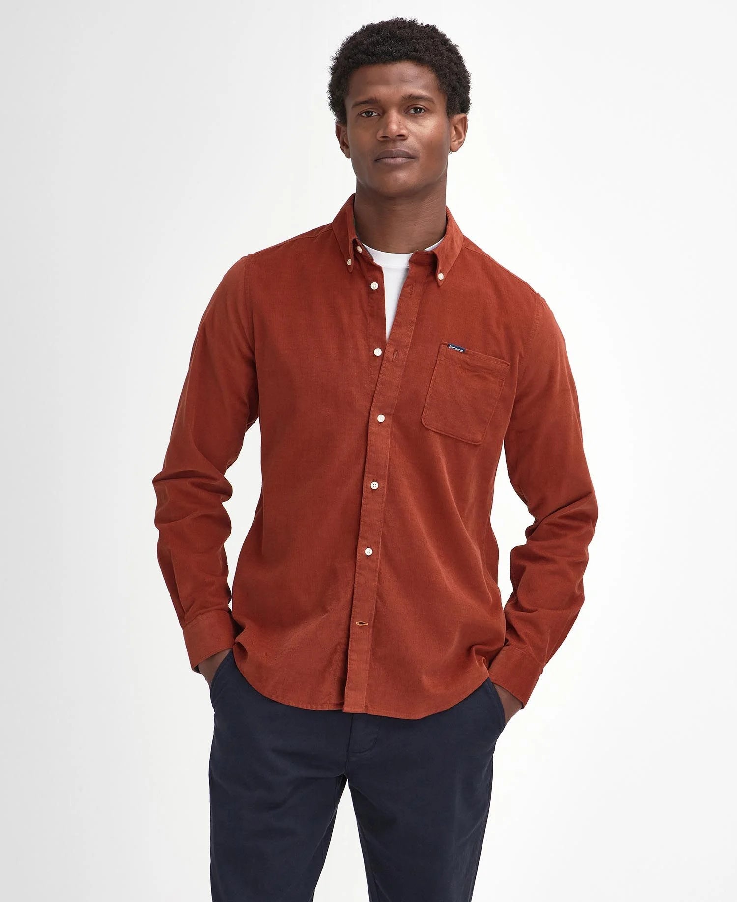 BARBOUR RAMSEY TAILORED CORDUROY SHIRT DARK GINGER Button Down SF