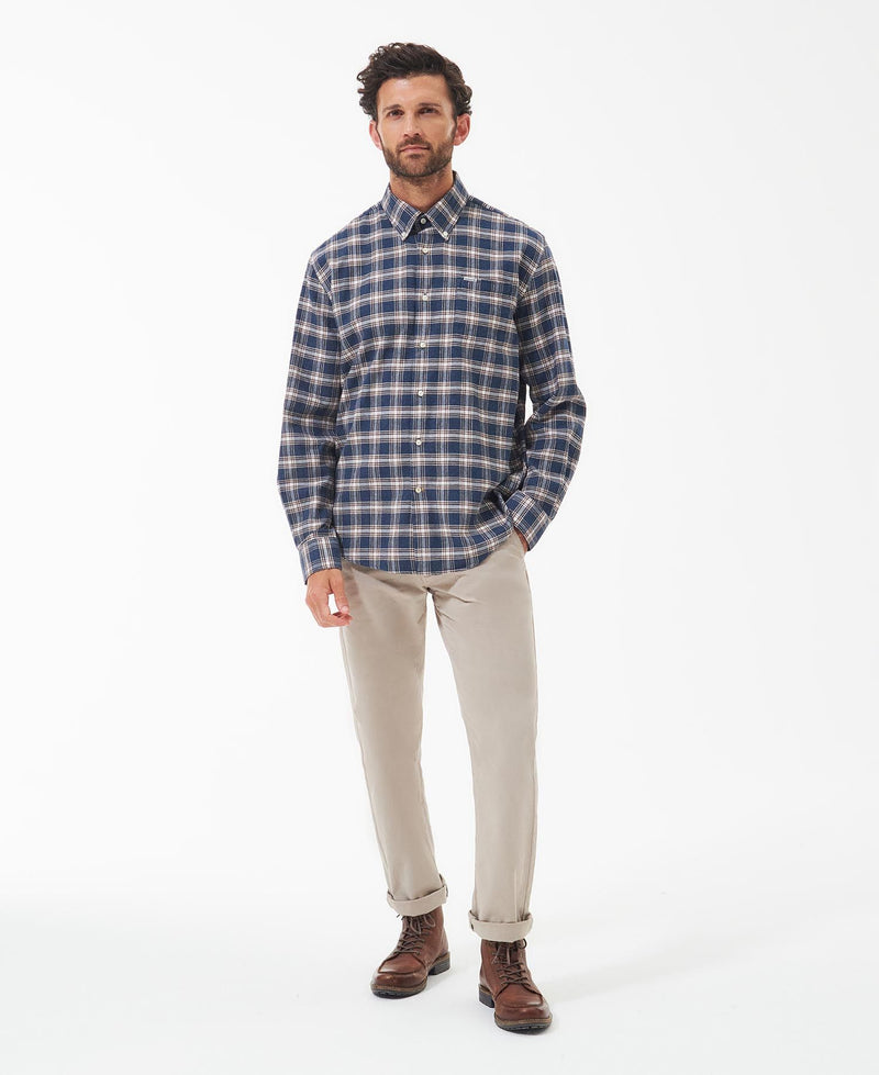 BARBOUR BOWBURN REGULAR CHECKED SHIRT - NAVY MARL