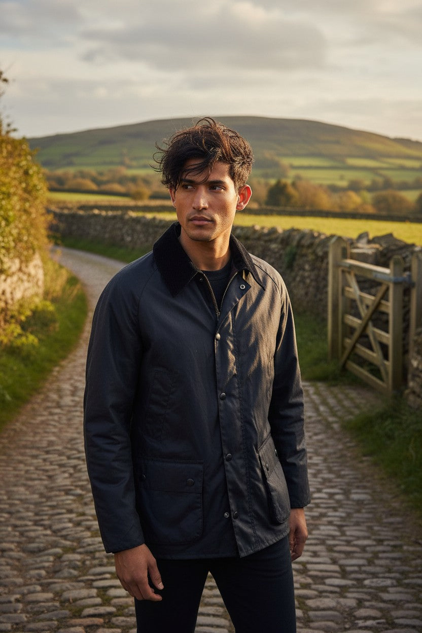 BARBOUR ASHBY WAX JACKET - NAVY