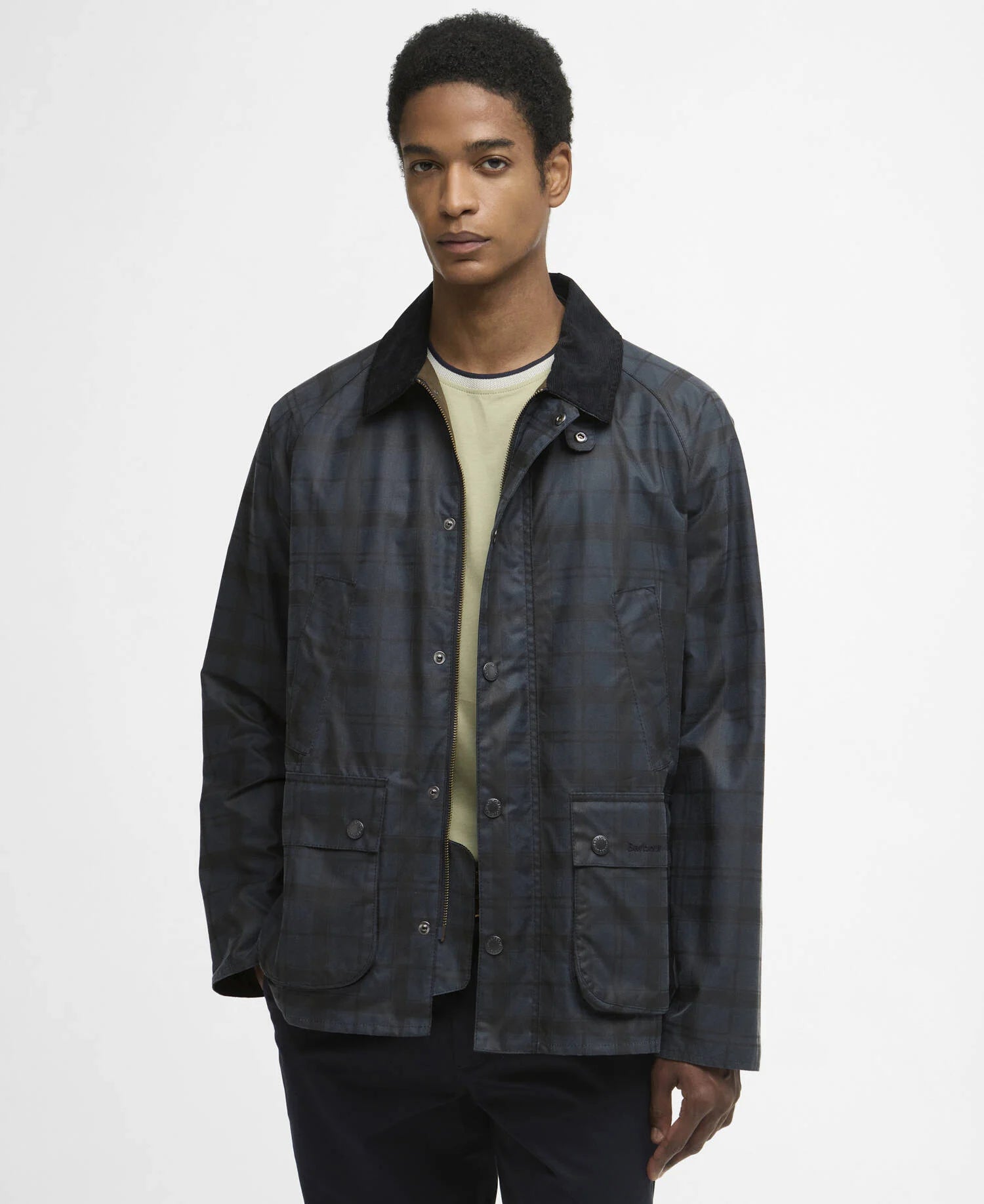 BARBOUR TARTAN AMBLESIDE WAX JACKET - NAVY TARTAN