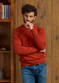 ALAN PAINE KINNADIE SHETLAND CREW SWEATER - SAFFRON