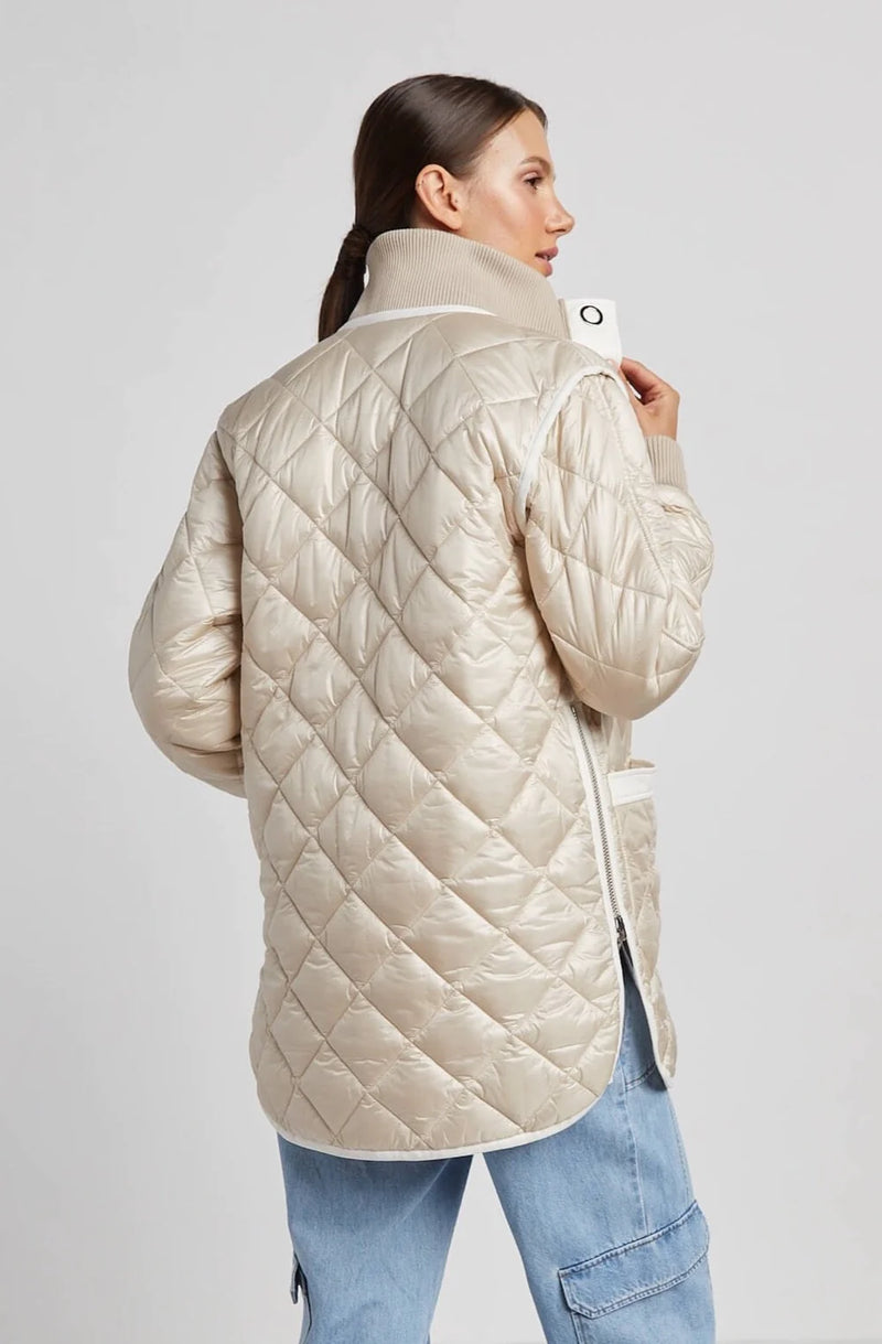 ADROIT REVERSIBLE QUILTED NADINE COAT - CHAMPAGNE
