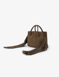 REMI/REID NOE FRINGE FAUX SUEDE BAG - OLIVE