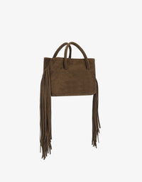 REMI/REID NOE FRINGE FAUX SUEDE BAG - OLIVE