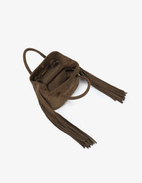 REMI/REID NOE FRINGE FAUX SUEDE BAG - OLIVE
