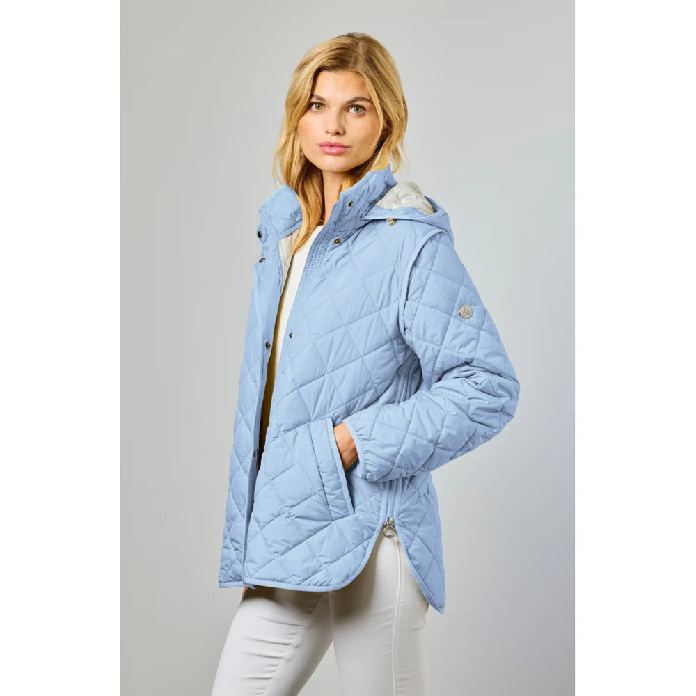 JUNGE - NUK QUILTED JACKET WITH REMOVABLE HOOD - SKY