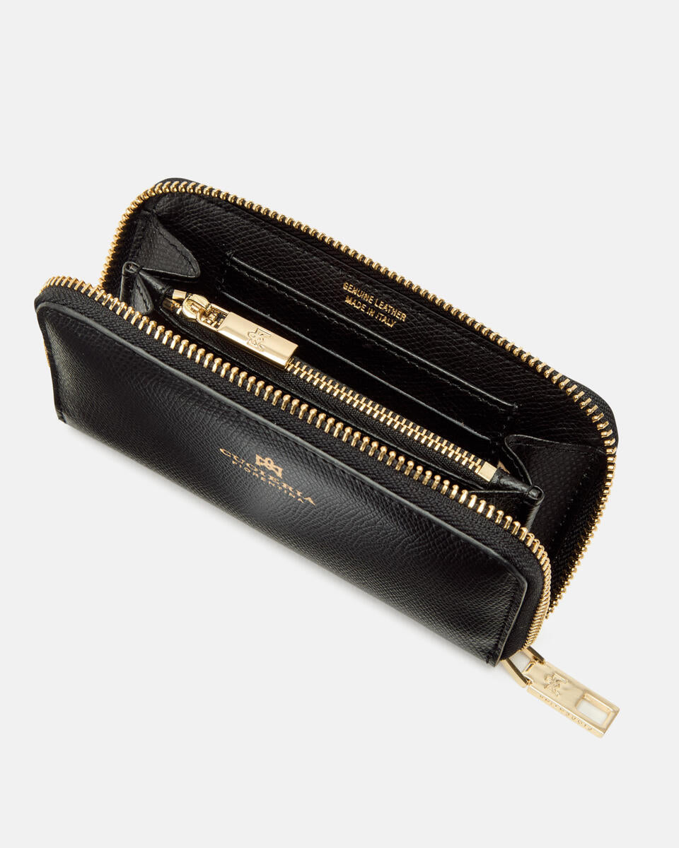 CUOIERIA FIORENTINA MINI ZIP WALLET - BLACK