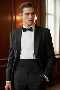 DION SILK FORMAL CUMMERBUND & BOWTIE SET - BLACK TWILL