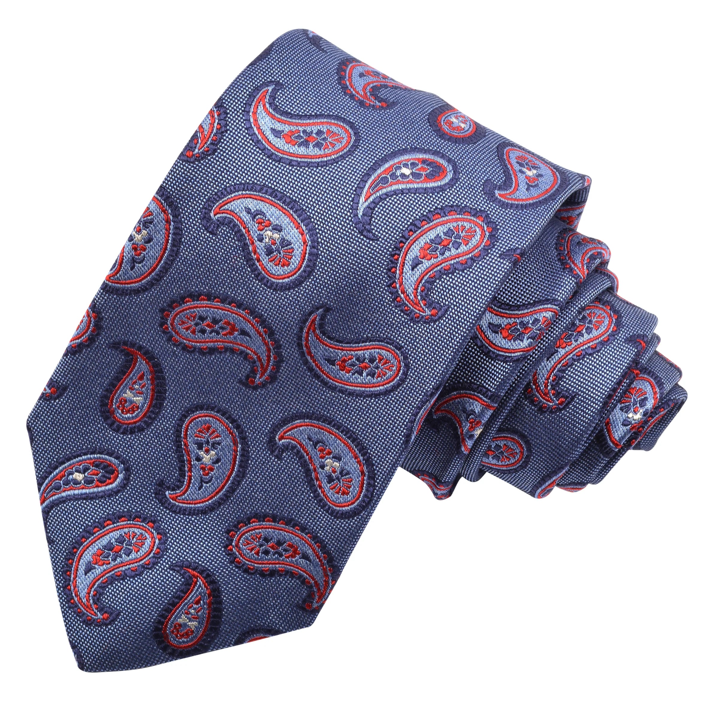 DION SILK TIE - BLUE/RED DROP PAISLEY