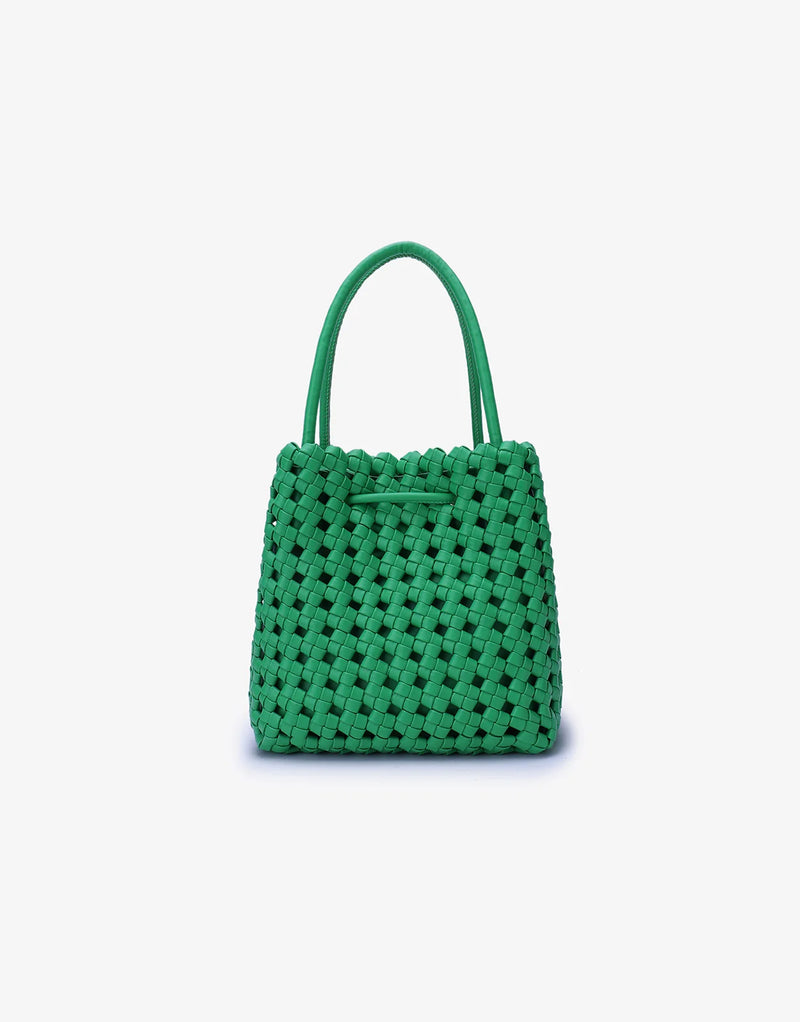 REMI/REID PERRIE BUCKET MINI WOVEN SQUARE BAG - LIME