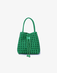 REMI/REID PERRIE BUCKET MINI WOVEN SQUARE BAG - LIME