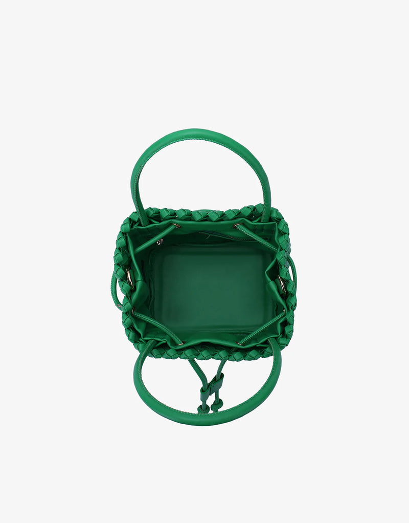 REMI/REID PERRIE BUCKET MINI WOVEN SQUARE BAG - LIME