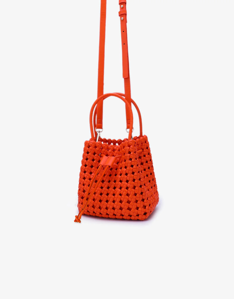 REMI/REID PERRIE BUCKET MINI WOVEN SQUARE BAG - ORANGE