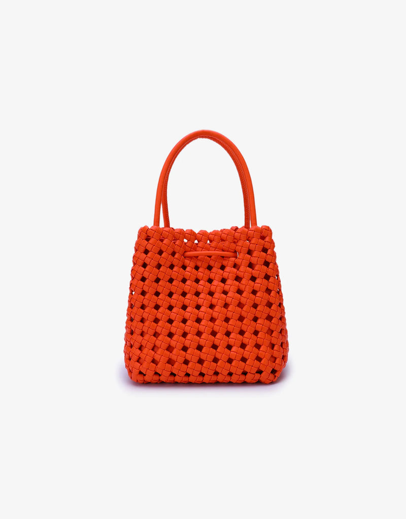 REMI/REID PERRIE BUCKET MINI WOVEN SQUARE BAG - ORANGE