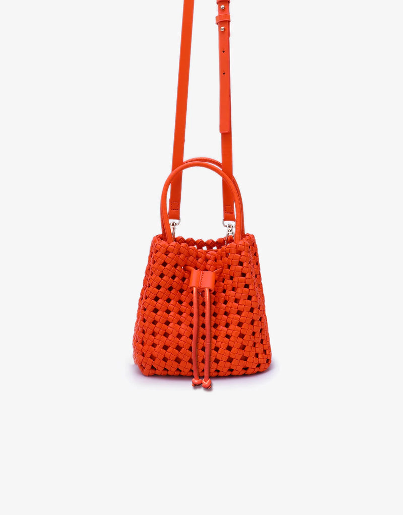 REMI/REID PERRIE BUCKET MINI WOVEN SQUARE BAG - ORANGE