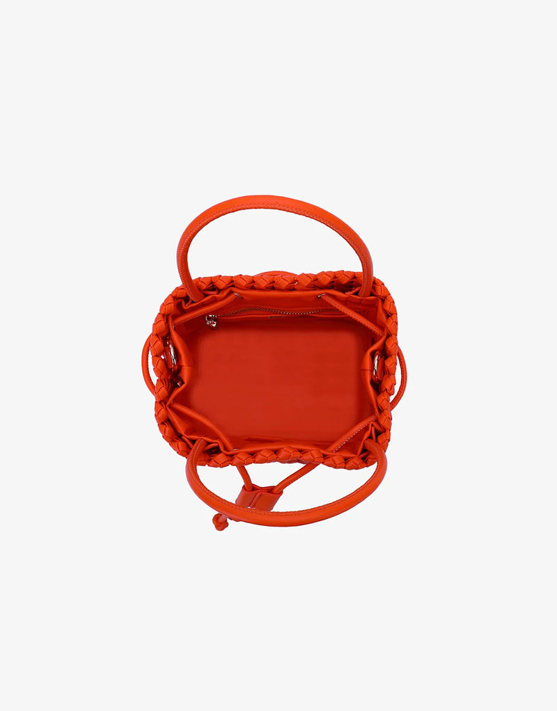 REMI/REID PERRIE BUCKET MINI WOVEN SQUARE BAG - ORANGE